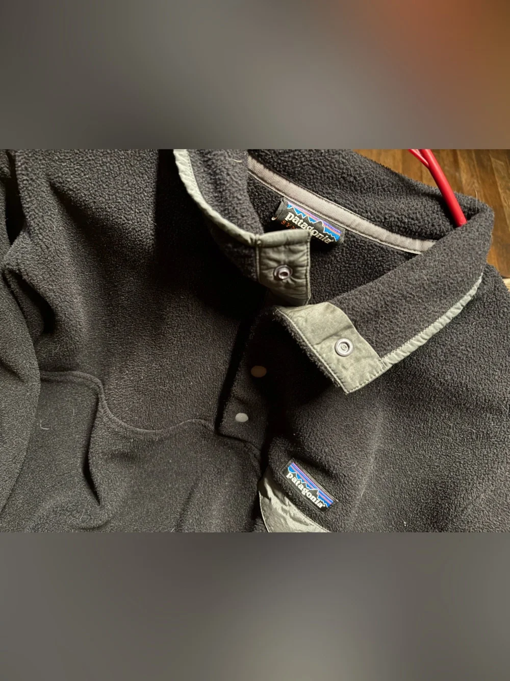 Patagonia Men’s Black Fleece Jacket with Gray Trim